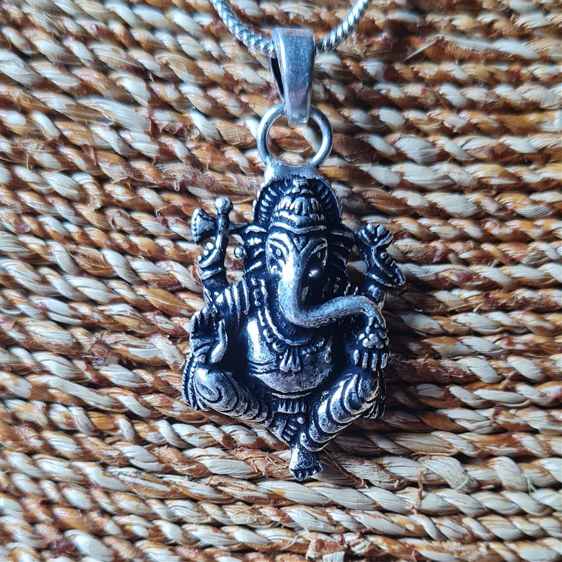 Silver Ganesh pendant necklace.