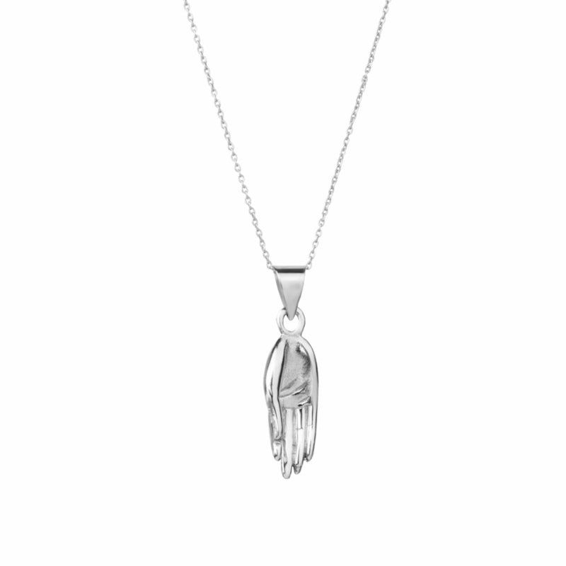 Solid silver Gyan Mudra hand pendant.