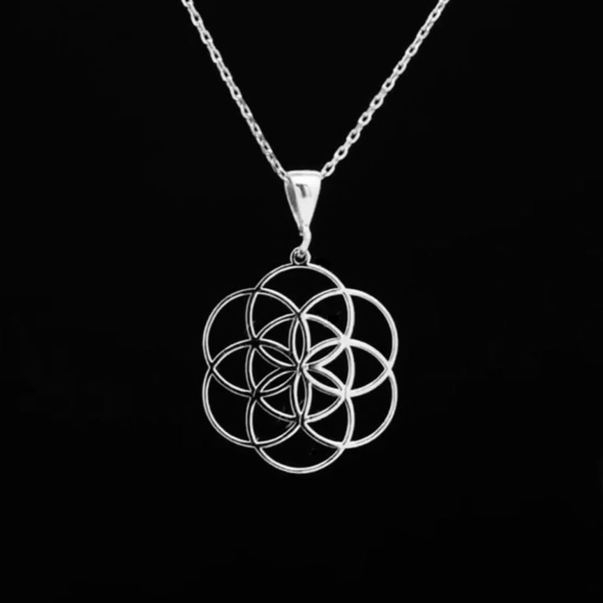 Silver seed of life pendant necklace.