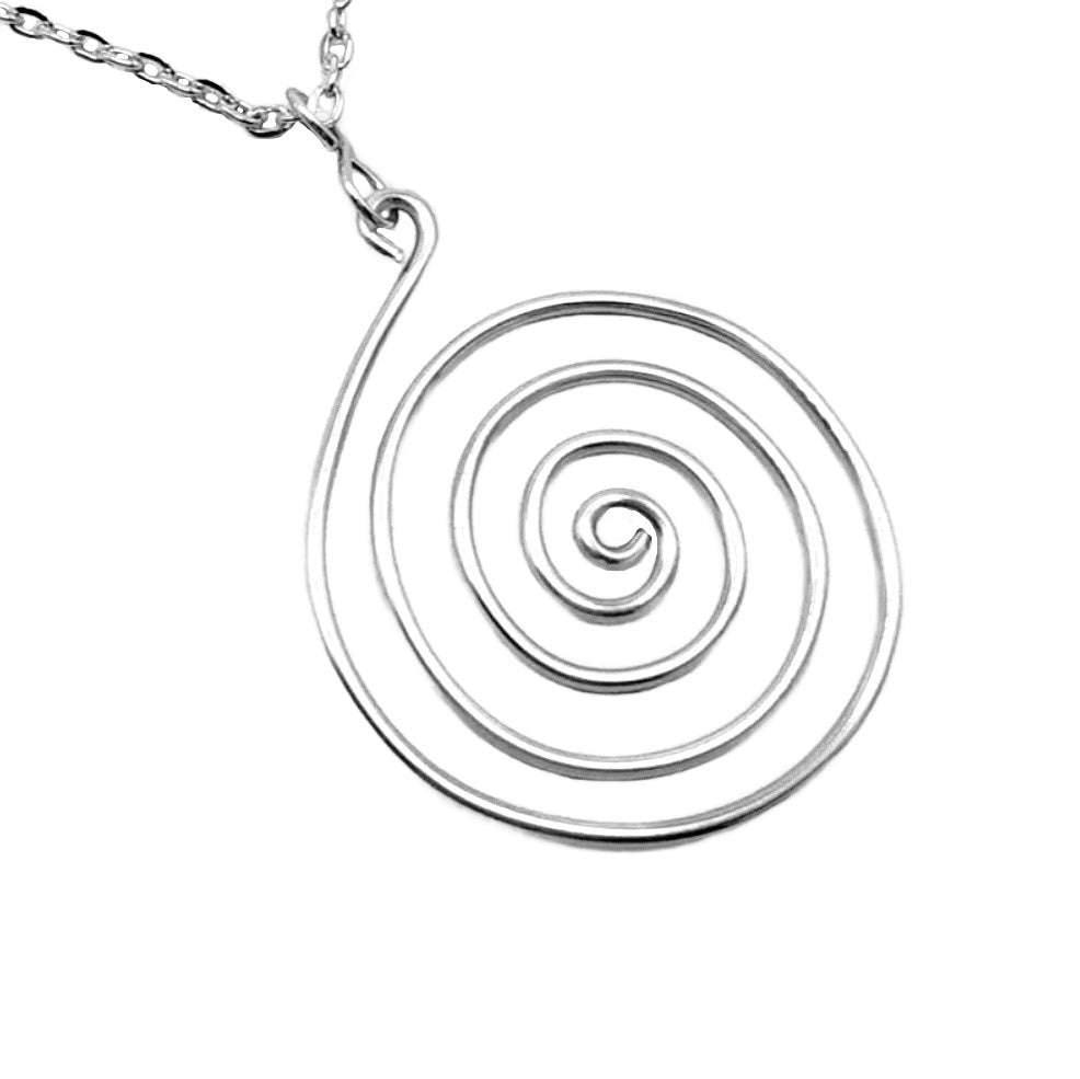 Solid silver open spiral pendant.
