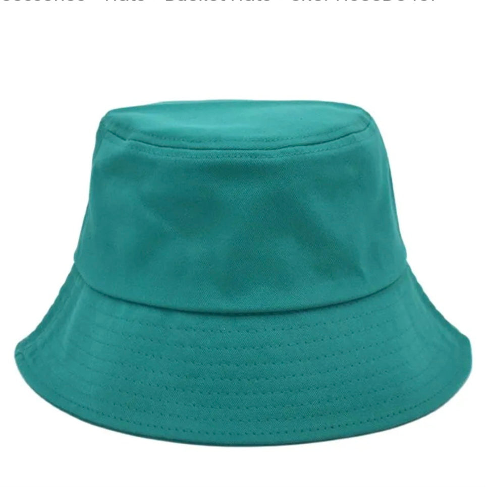 Bouquet Teal Block Print - Reversible Bucket Hat