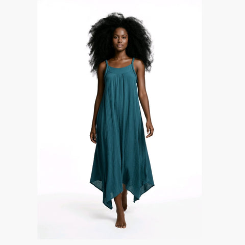 hanky hem beach dress Green Linen Maxi Designed by OMishka Either way Vintage Fashion for Spring Bin-4162019-3-SD2 Size:us8