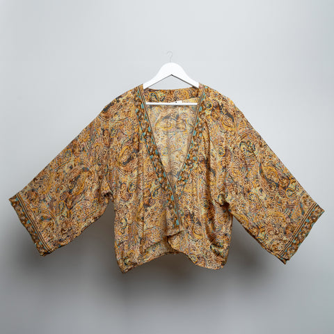 Floral Mono Gold Kimono Jacket