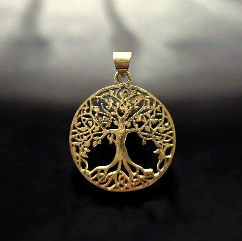 Brass tree of life pendant necklace.