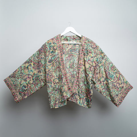 Floral Mono Gold Kimono Jacket