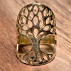 An adjustable, chunky, artisan handmade pure brass, tree of life ring designed by OMishka.