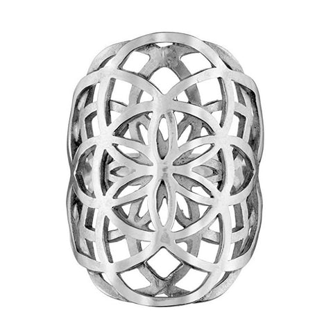 Beaded Silver Seed Of Life Ring