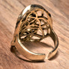 An adjustable, large pure brass double seed of life ring designed by OMishka.