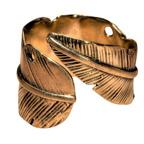 Pure Brass Peacock Feather Wrap Ring