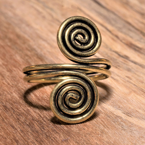 Pure Brass Striped Toe Ring