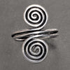 An adjustable double wrap, solid silver open spiral toe ring designed by OMishka.
