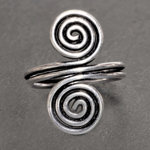 Dotted Swirl Silver Toe Ring