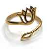 An adjustable, handmade pure brass, open lotus flower ring designed by OMishka.