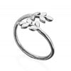 An adjustable, handmade solid silver, dainty laurel leaf wrap ring designed by OMishka.
