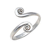 A dainty, handmade, adjustable solid silver open spiral wrap toe ring designed by OMishka.