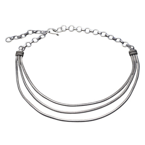 Adjustable Silver Multi Spiral Drop Necklace