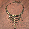Handmade and nickel free, pure brass, decorative open teardrop, adjustable chain bib necklace designed by OMishka.