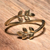 An adjustable, nickel free pure brass, dainty laurel leaf wrap ring designed by OMishka.