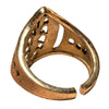 An adjustable, nickel free pure brass, tribal shield ring designed by OMishka.