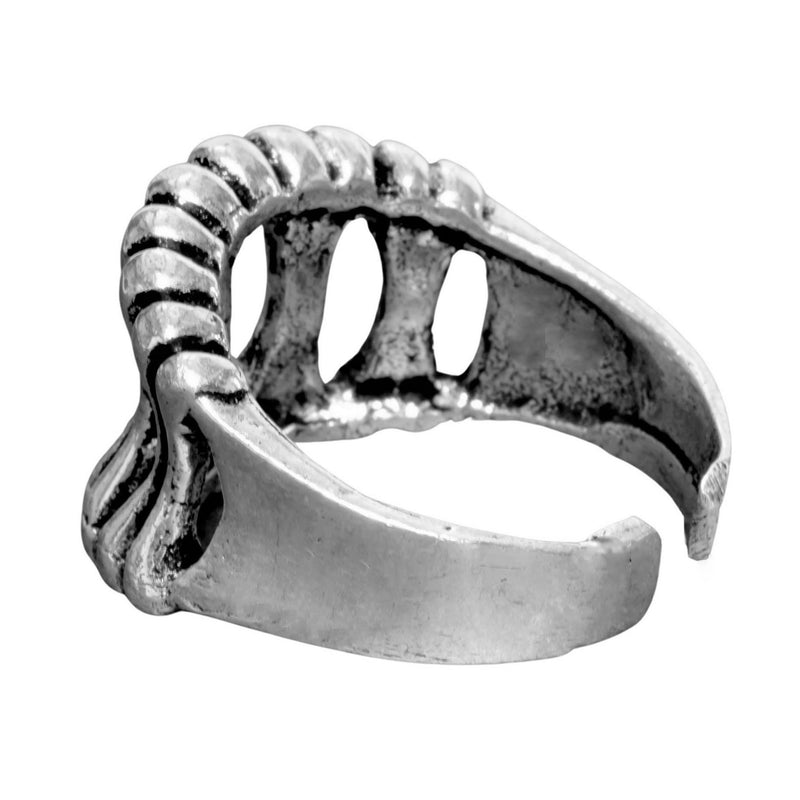An adjustable, handmade solid silver, skeletal bone shaped ring designed by OMishka.