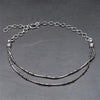 Handmade silver toned white metal, layered two strand, subtle beaded, adjustable snake chain necklace designed by OMishka.
