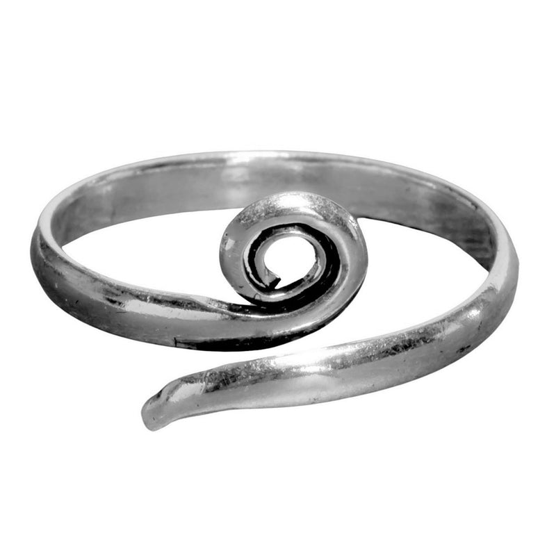 An adjustable, simple solid silver, single spiral wrap ring designed by OMishka.
