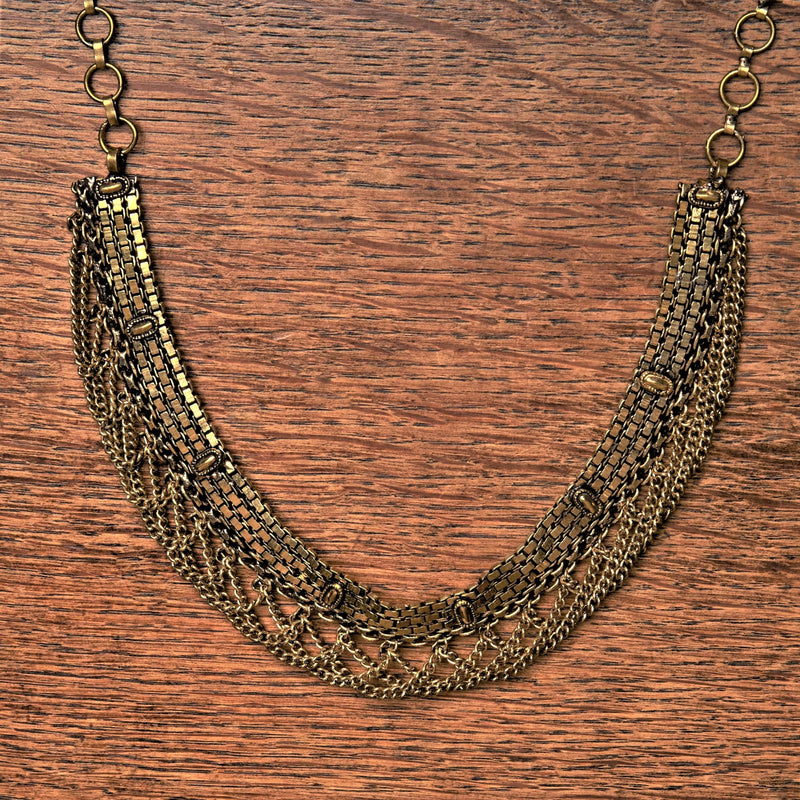 Single Drop Chainmail Pure Brass Necklace - OMishka