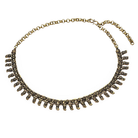 Tribal Patterned Pure Brass Chainmail Necklace