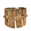 An adjustable, chunky, artisan handmade pure brass, tree bark textured ring designed by OMishka.