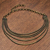 Striped Pure Brass & Black Multi Strand Necklace