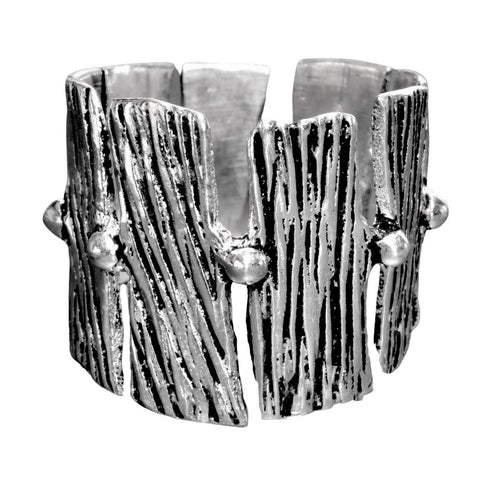 Patterned Silver Bangle Bracelet Set