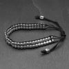 Double Strand Snake Chain Beaded Silver Bracelet