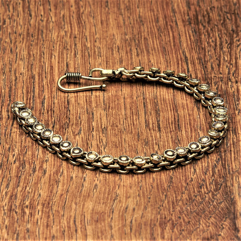 Multi Strand Pure Brass Charm Beaded Bracelet