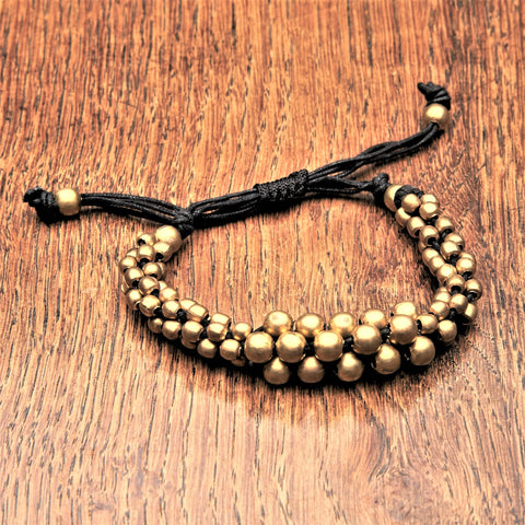 Adjustable Macrame Beaded Pure Brass Anklet