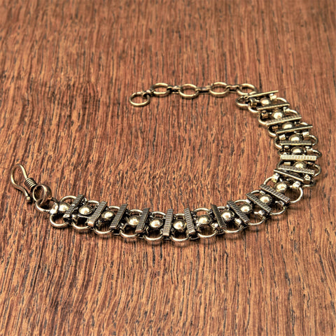 Snake Chain Pure Brass Beaded Bracelet