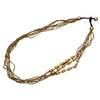 Artisan handmade pure brass, tiny cube and bone beaded multi strand necklace designed by OMishka.