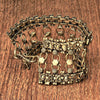 Artisan handmade pure brass, patterned open circle, chunky chainmail bracelet designed by OMishka.