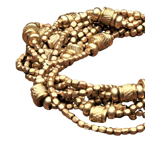 Chunky Pure Brass Beaded Multi Strand Bracelet