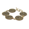 Artisan handmade pure brass, five coiled rope spiral detail, adjustable bracelet designed by OMishka.
