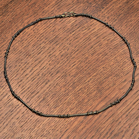 Pure Brass Multi Row Beaded Snake Chain Necklace
