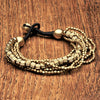 Triple Strand Snake Chain Beaded Pure Brass Bracelet