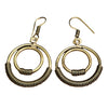 Artisan handmade pure brass, double nested hoop with a coiled detail, dangle earrings designed by OMishka.