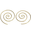 Artisan handmade pure brass, simple spiral hoop earrings designed by OMishka.