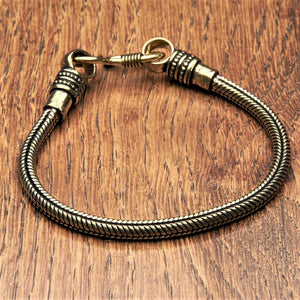 Artisan handmade pure brass, simple and slim snake chain bracelet designed by OMishka.