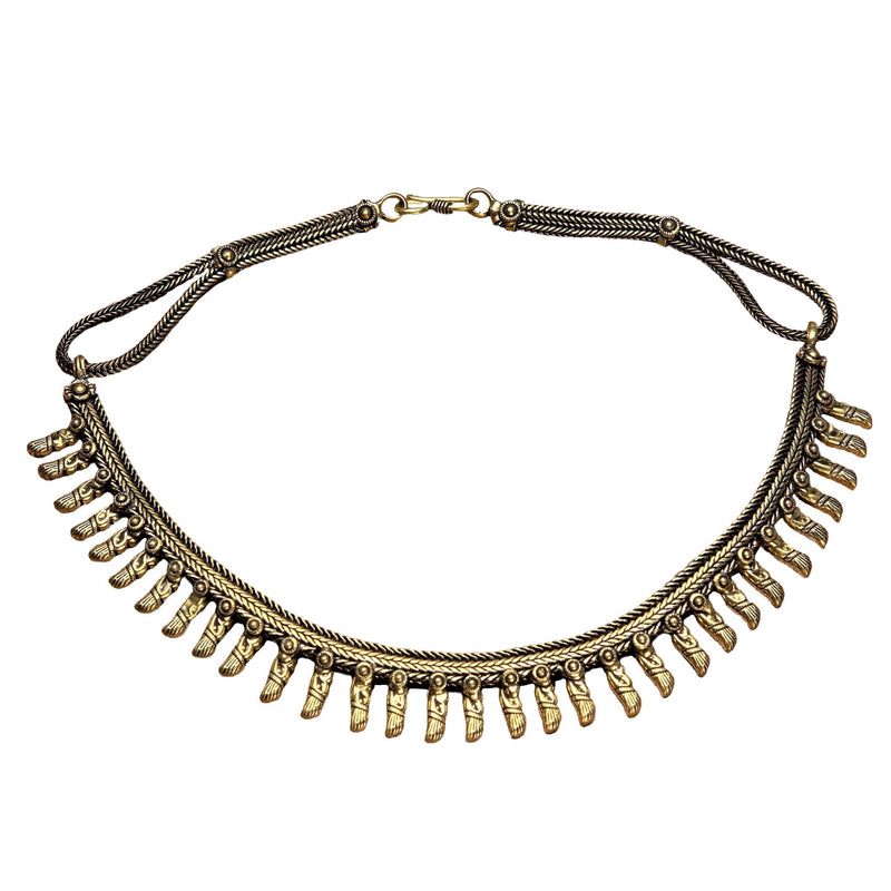 Artisan handmade pure brass, spiked snake chain, collar necklace designed by OMishka.
