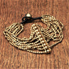 Artisan handmade pure brass, striped multi strand, elegantly beaded bracelet designed by OMishka.