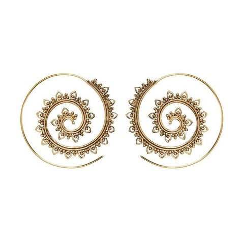 Pure Brass Sun Mandala Disc Drop Earrings