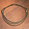 Triple Strand Snake Chain Beaded Pure Brass Bracelet