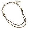 Artisan handmade pure brass, two strand, subtle beaded, adjustable snake chain necklace designed by OMishka.