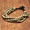 Pure Brass Striped Multi Strand Beaded Bracelet